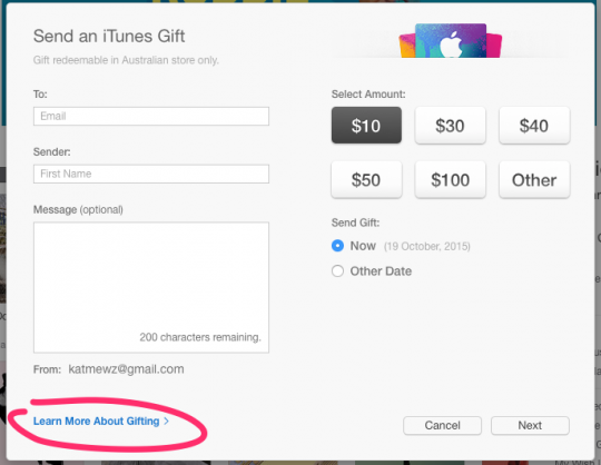 iTunes gifting