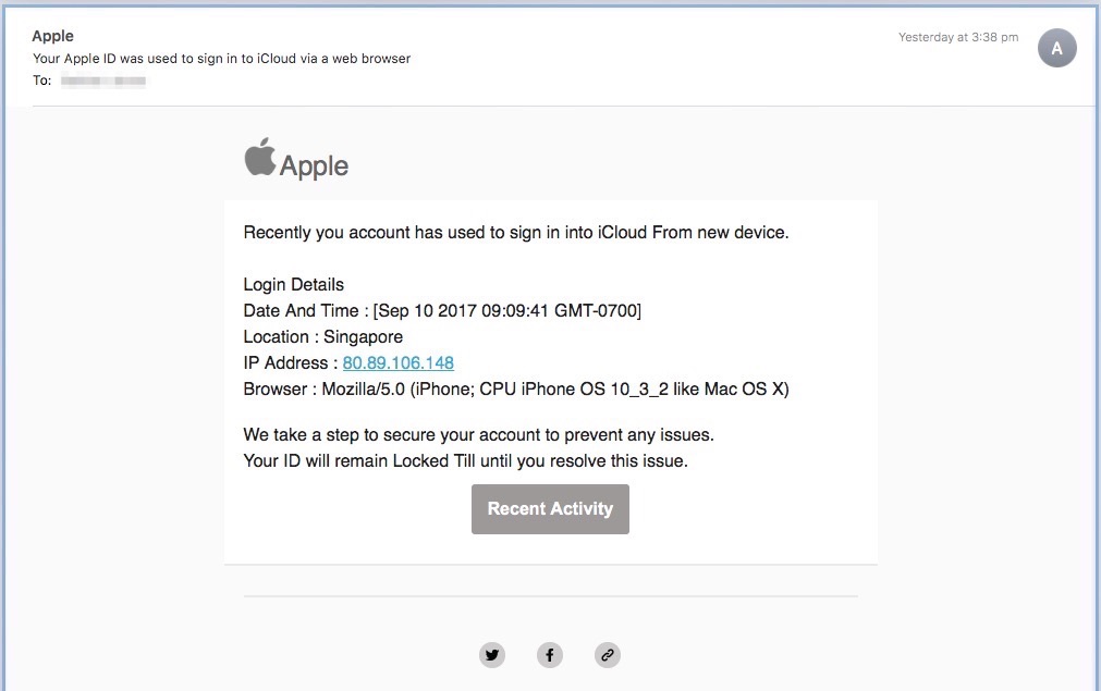 scam apple email, fake, fraud