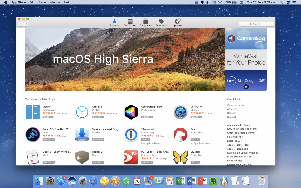 macOS High Sierra, App Store